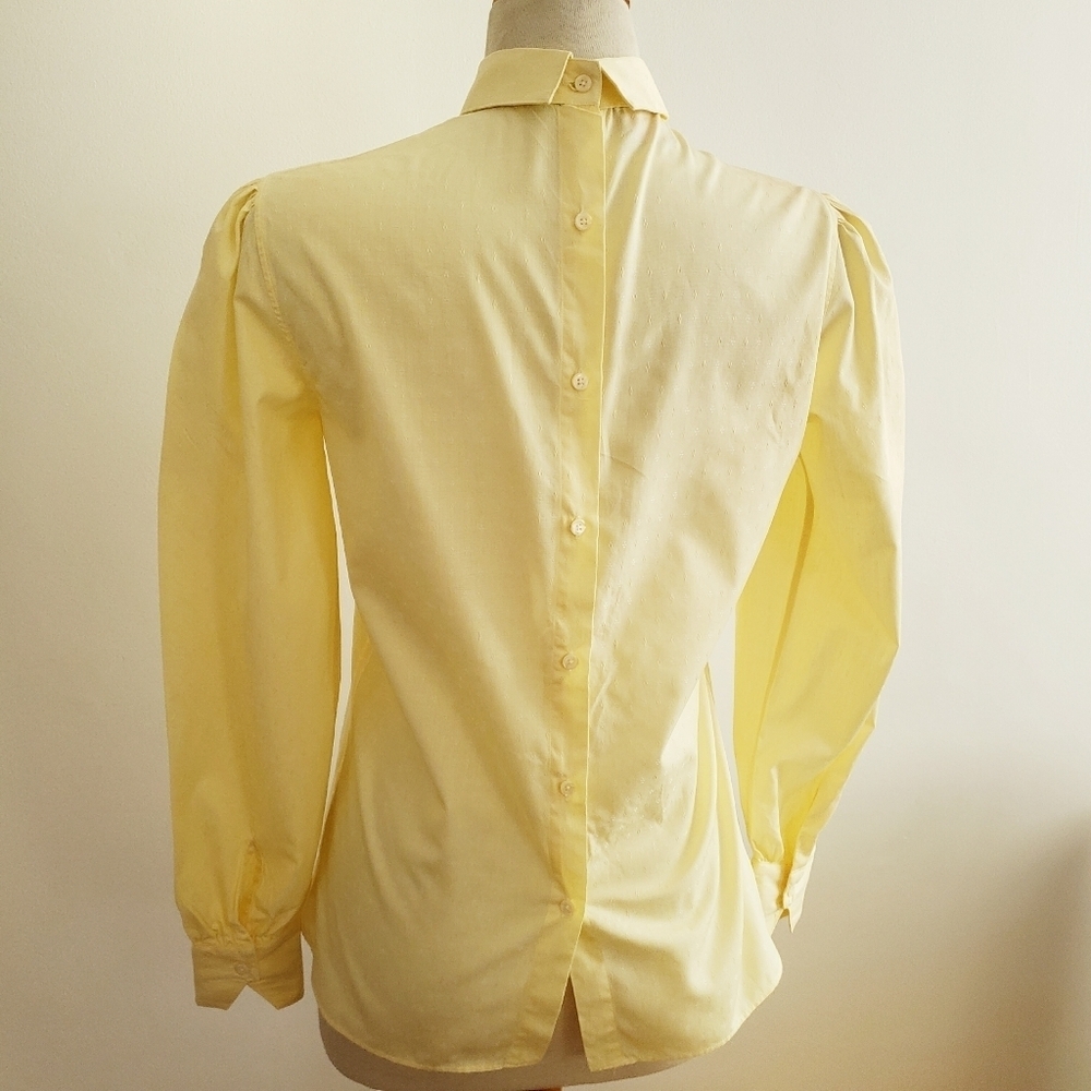 Vintage Allen Solly Dress Shirt • Pastel Yellow • Back Buttons • Size 6